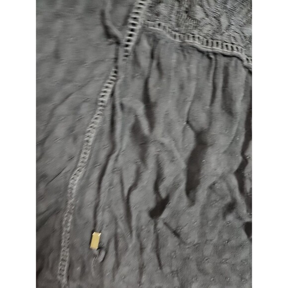 Ava & Viv Boho Tunic Top Black Plus Size 1X Blouse Lace Accents - Picture 3 of 7